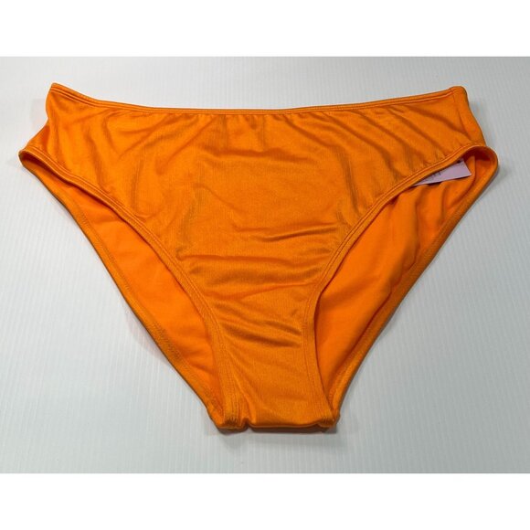 Wild Fable- Women's Ribbed High Waist High Leg Extra Cheeky Bikini Bottom-Orange - Picture 3 of 13